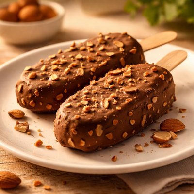 Almond coated chocolate ice cream