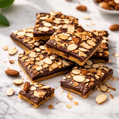 Almond covered chocolate brittle piece