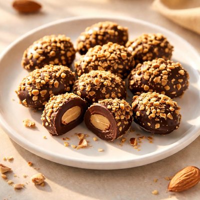 Almond covered eith chocolate