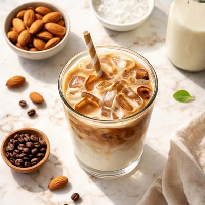 Almond milk iced latte