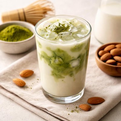 Almond milk matcha