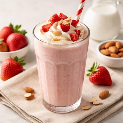 Almond milk strawberry milkshake