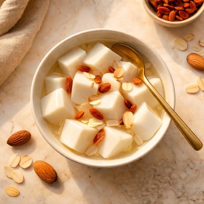 Almond tofu dessert