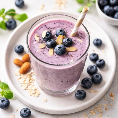 Batido de arándanos con leche de almendras