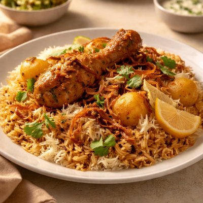 Aloo chicken biryani