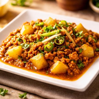 Aloo chicken qeema curry