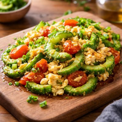 Amplaya with egg and tomatoes