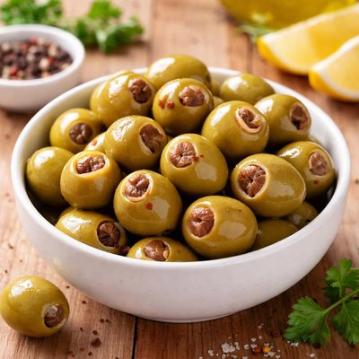 Anchovy stuffed olives