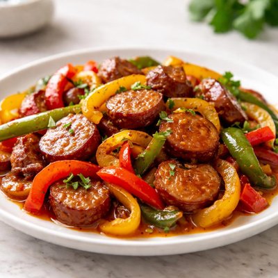 Andoule sausage with bell peppers