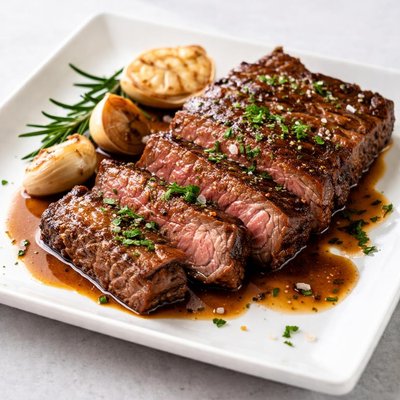 Angebratenes fleisch