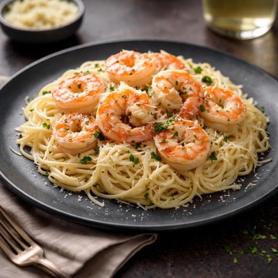 Angel hair shrimp alfredo