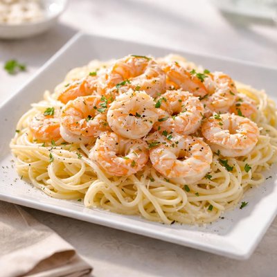 Angel hair shrimp alredo