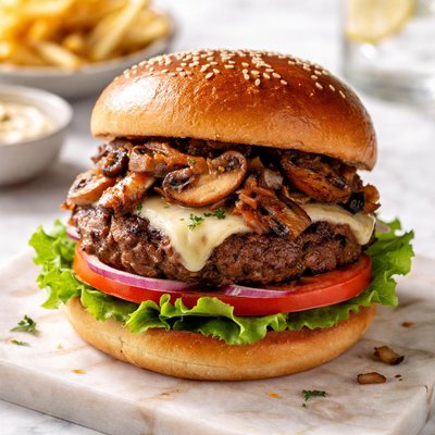 Angus mushroom burger