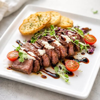 Appetizer with meat and sauce