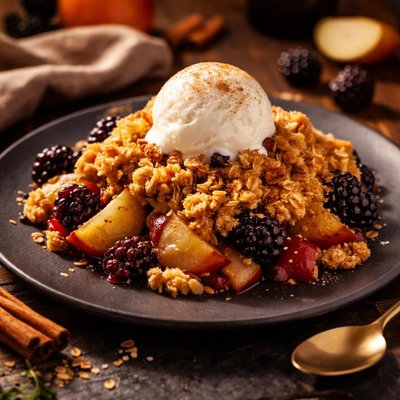 Apple and blackberry crumble