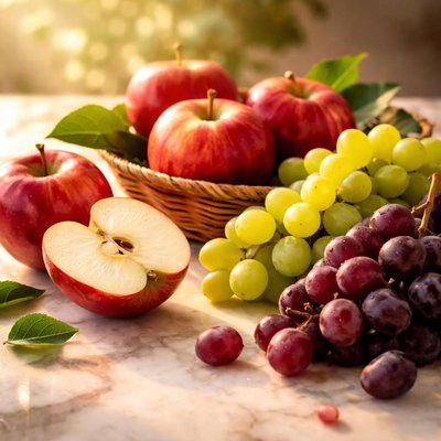 Apple and grapes