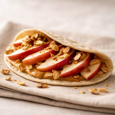 Apple and peanut butter taco