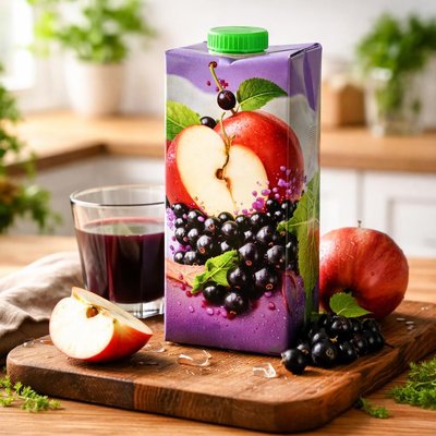 Apple black current juice box
