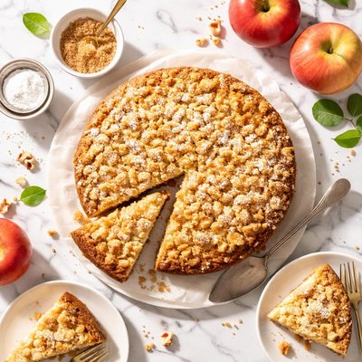 Apple cake with crumbles