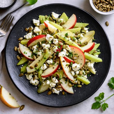 Apple celery feta salad with pumpkin seed