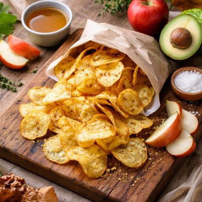 Apple cider flavor potato chips with avocado oil