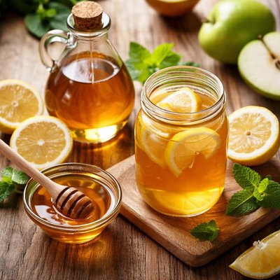Vinagre de maçã com mel e suco de limão