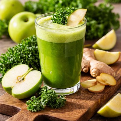 Apple juice with kale and ginger