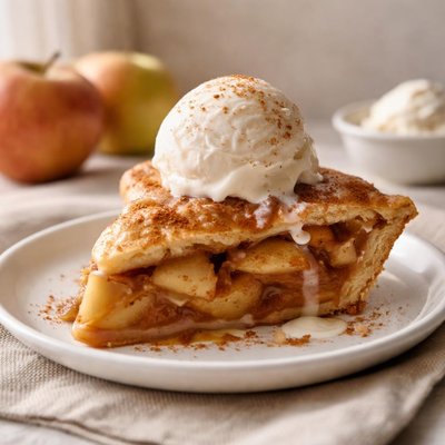 Apple pie with ice cream