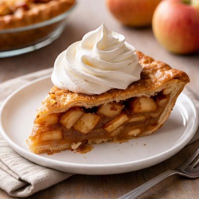 Apple pie with whipped cream