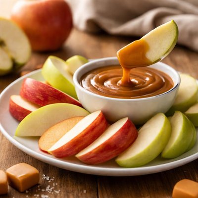 Apple slices and caramel