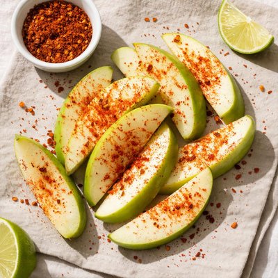 Apple slices with chili powder