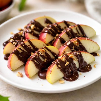Apple slices with dark chocolate