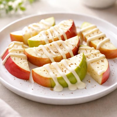 Apple slices with mayonnaise