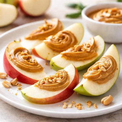 Apple slices with peanut butter