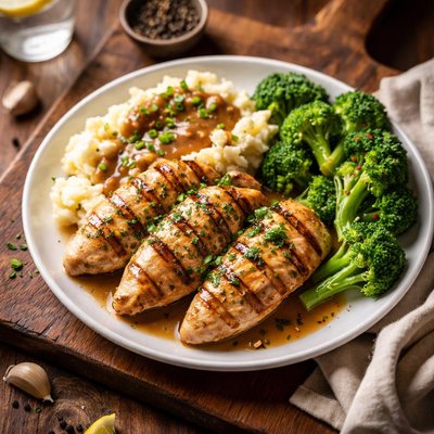 Applebees grilled chicken mashwd potatoes  and brocolli
