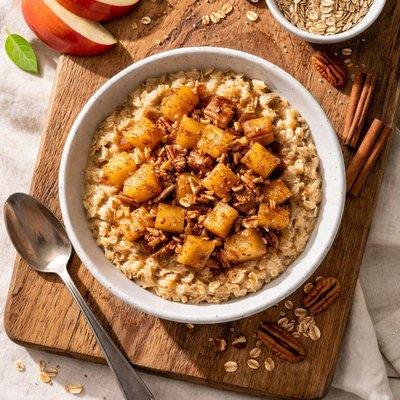 Apples and cinnamon protein oatmeal