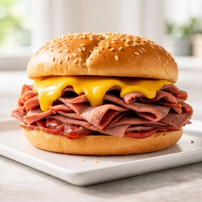 Arbys classic beef and cheddar sandwich