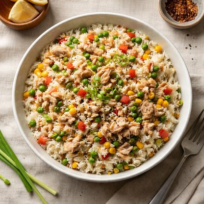 Arroz boanco con atun
