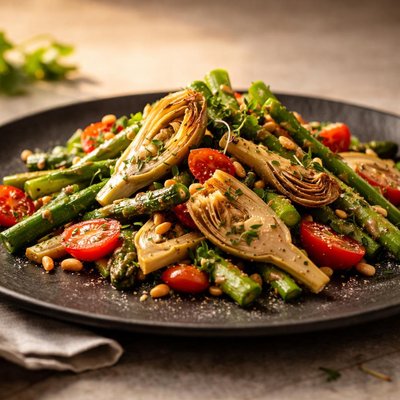 Artichoke and asparagus salad