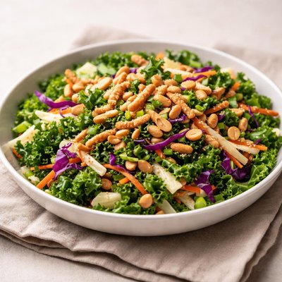 Asian bagged salad with peanuts and kale