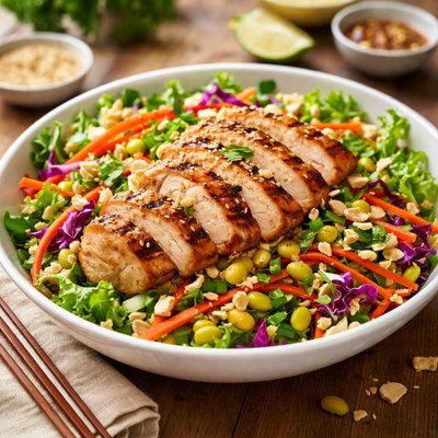 Asian salad with grilled chicken