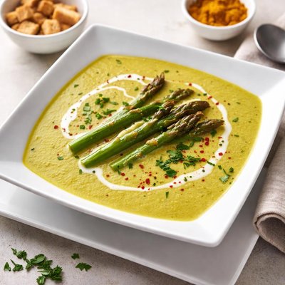 Asparagus curry cream soup