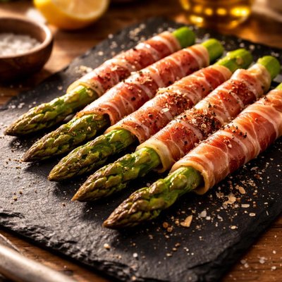 Asparagus wrapped in prosciutto