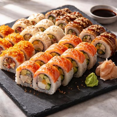 Assorted sushi rolls