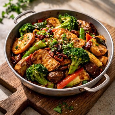 Assorted veggies and bean curd sichuan dry pot