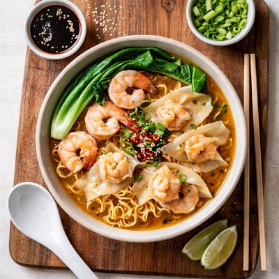Authentic asia shrimp wanton ramen