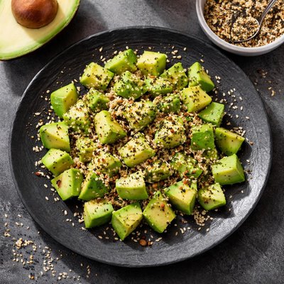 Avocado mix with everything bagel seasoning