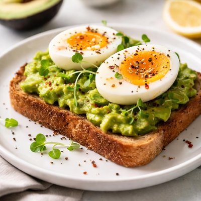 Avocado toast with boiled egg