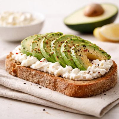 Avocado toast with cottage cheese