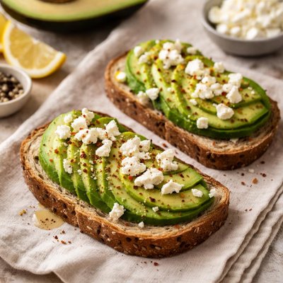 Avocado toast with feta cheese